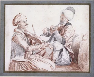 Deux musiciens turcs avec des violons