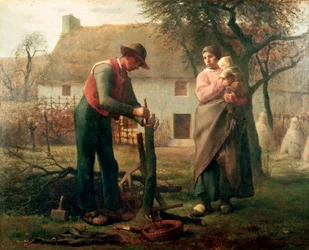 Paysan greffant un arbre. Peinture de Jean Francois Millet (Jean-Francois Millet