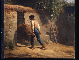 Paysanne avec une brouette