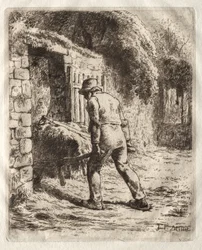 Paysanne avec une brouette