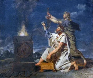 Un jeune guerrier romain accompagné de son père demande aux dieux le succès de ses armes, c.1780
