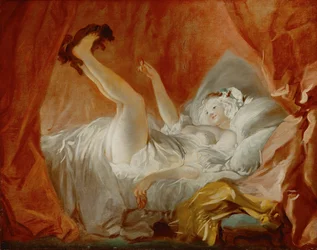 Fille avec chien autour (huile sur toile)