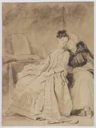 La conversation intime, vers 1778-80 (crayon, plume, pinceau, encre brune et noire sur papier)