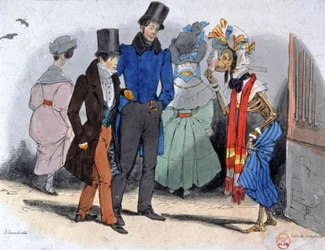 Prostituées répandant la syphilis, c.1850 (illustration)