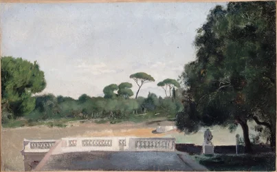 Jardins de la Villa Borghese vus de la Villa Médicis à Rome, entre 1859 et 1860