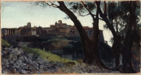 Paysage italien. Village au crépuscule, entre 1859 et 1860