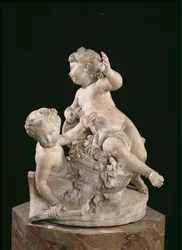 Deux enfants se battant pour un bouquet