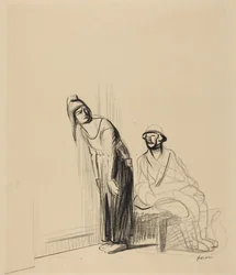 À la conférence de la paix, vers 1919 (encre sur papier)
