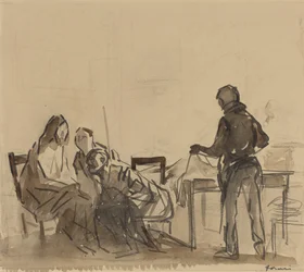 Avant le repas à Emmaüs