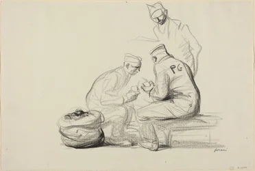 Poilu et prisonniers allemands