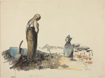 a) Le Poilu et le prisonnier (recto) ; b) Étude de prisonnier (verso)