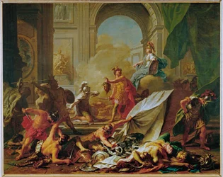 Persée pétrifie Phinée et ses compagnons avec la tête de Méduse.