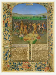 Une bataille entre Romains et Carthaginois, probablement la bataille de Cannae ...