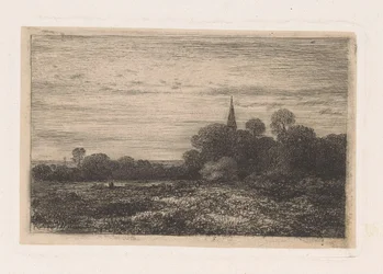 Paysage avec clocher