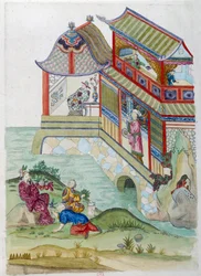 Maison sur la rivière. Dessin provenant d