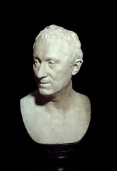 Buste en terre cuite du philosophe Denis Diderot (1713-1784). Sculpture de Jean Antoine Houdon (1741-1828) 1771 Paris, Musée du Louvre