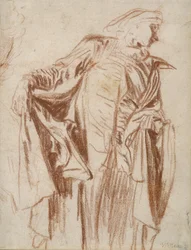 Acteur debout avec la tête tournée vers la droite, c. 1719-1720