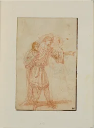 Le docteur, personnage de la Comedie italienne, et une femme …