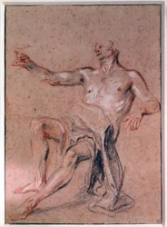 Homme nu Dessin au crayon par Jean Antoine Watteau (1684-1721) 18e siècle Paris, Musée du Louvre