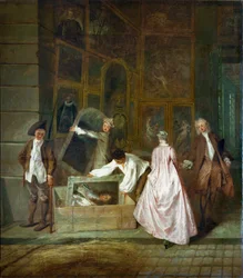 Portrait de Louis XIV emballé dans une boîte, détail