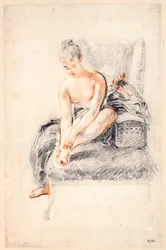 Jeune femme nue tenant un pied dans ses mains, 1716-18