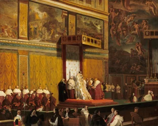 Le Pape Pie VII dans la chapelle Sixtine