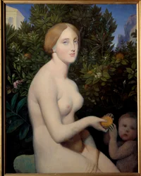 Vénus à Paphos, portrait de Madame Balay. Peinture par Jean Auguste Dominique Ingres, complétée par Alexandre Desgoffe