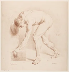Homme nu courbé