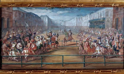 Le carrousel pompeux des galantes amazones des quatre parties du monde donné par Louis XIV devant les Tuileries le 5 juin