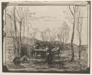 Petit déjeuner dans une clairière, impression originale 1857, imprimée en 1921
