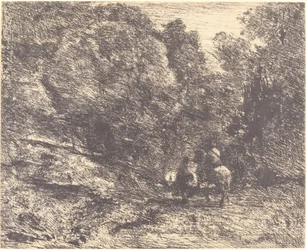 Cavalier et vagabond dans la forêt Le Cavalier en forêt et le piéton, 1854