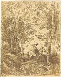 Cavalier dans les bois, grande plaque