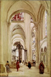 La cathédrale de Sens. Peinture de Jean Baptiste Camille Corot (1796-1875) 1874. Dim. 61x40 cm. Paris, Musée du Louvre