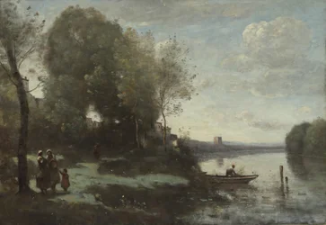 Rivière avec une tour lointaine, 1865