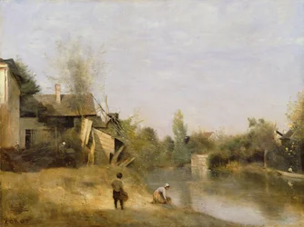 Rive à Mery sur Seine, Aube, vers 1870