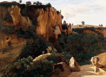 Vallée forestière rocheuse à Civita Castellana