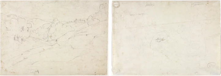 Vue de Marino (recto); Esquisse pour un paysage (verso)