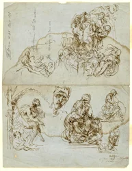 Lettre inachevée avec études pour le groupe Ugolino