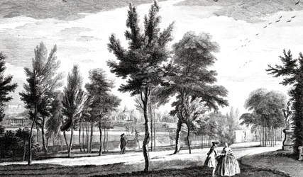 Vue des Champs Élysées depuis la source d