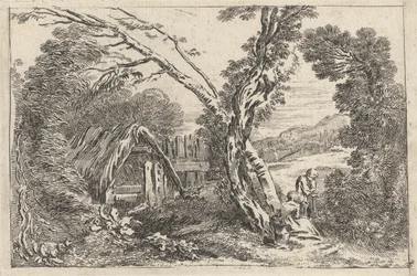 Homme et femme creusant, planche de "A New Book of Landskips", 1637