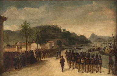 Embarquement, à Praia Grande, de troupes destinées au blocus de Montivideu