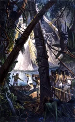 Indiens Goyana dans la forêt amazonienne. Lithographie 1839