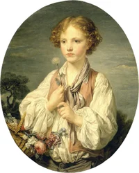 Jeune berger tenant une fleur