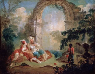 Pacha turc et odalisque, fin 18e ou début 19e siècle