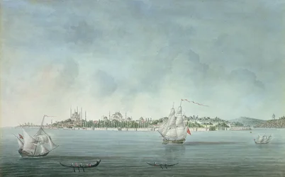 Vue du Sultan Ahmet et de Sainte-Sophie depuis Üsküdar, à Constantinople