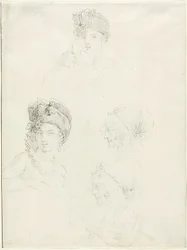 Quatre esquisses de deux femmes
