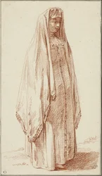 Une femme en robe russe