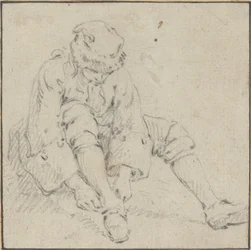 Homme enfilant sa chaussure
