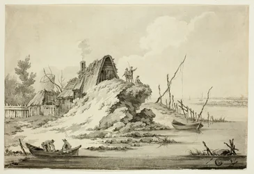 Scène rustique en bord de mer
