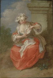 Jeune fille chassant les puces, c.1750
